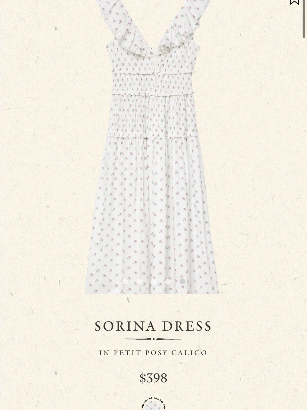 Dress — Cream Petit Posy Calico - Picture 4 of 9